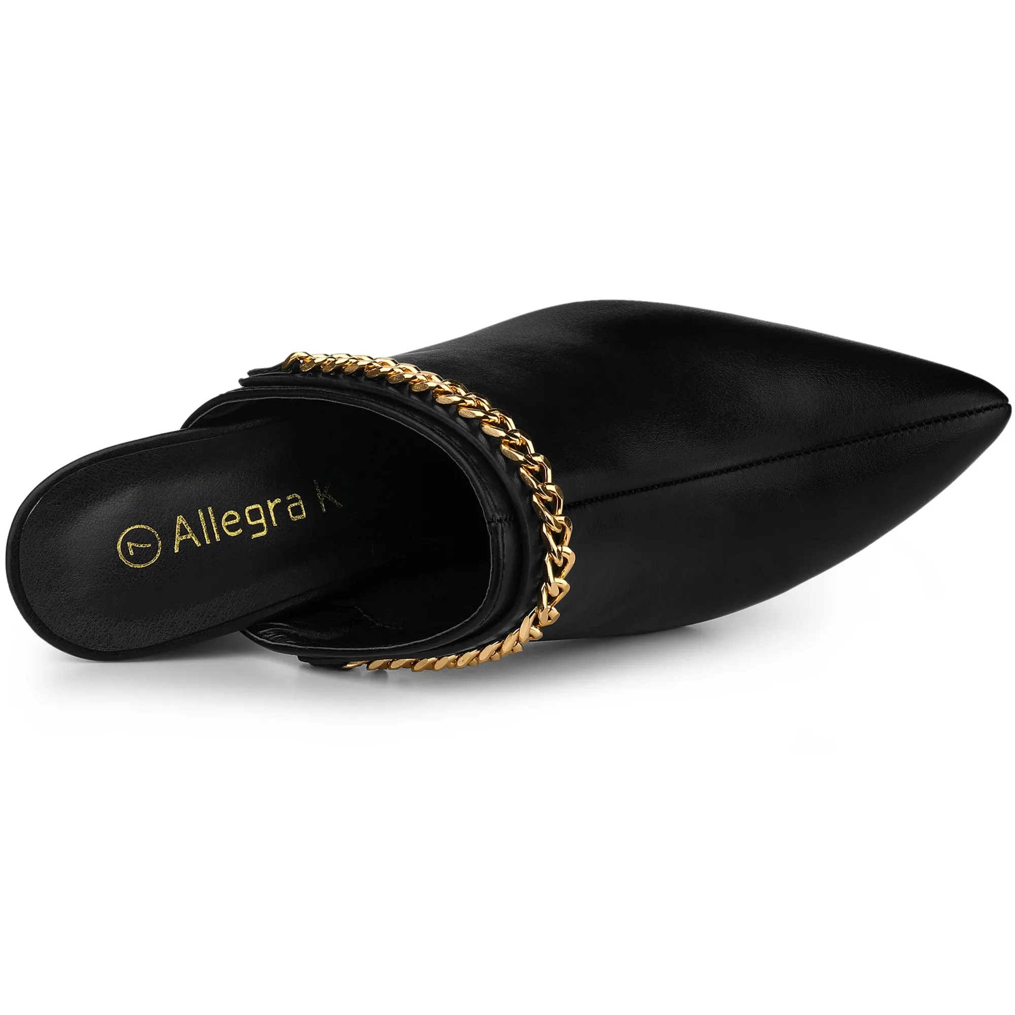 Women's Chain Slides Pointed Toe Slip on Block Heel Slide Mules sold by Allegra K product image thumbnail 5