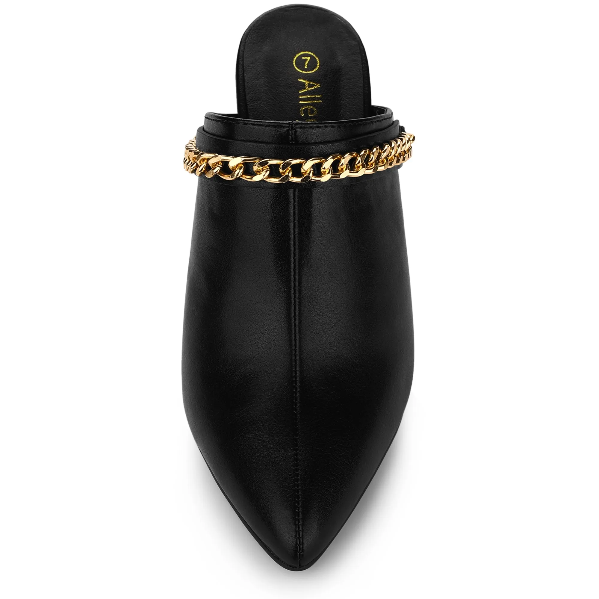 Women's Chain Slides Pointed Toe Slip on Block Heel Slide Mules sold by Allegra K product image thumbnail 3