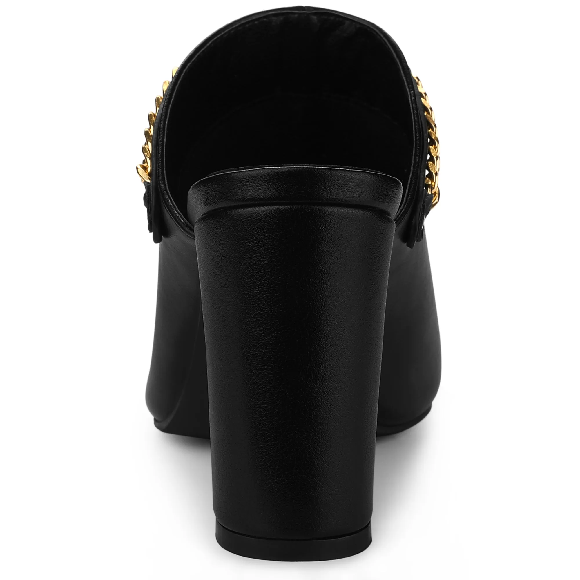 Women's Chain Slides Pointed Toe Slip on Block Heel Slide Mules sold by Allegra K product image thumbnail 4