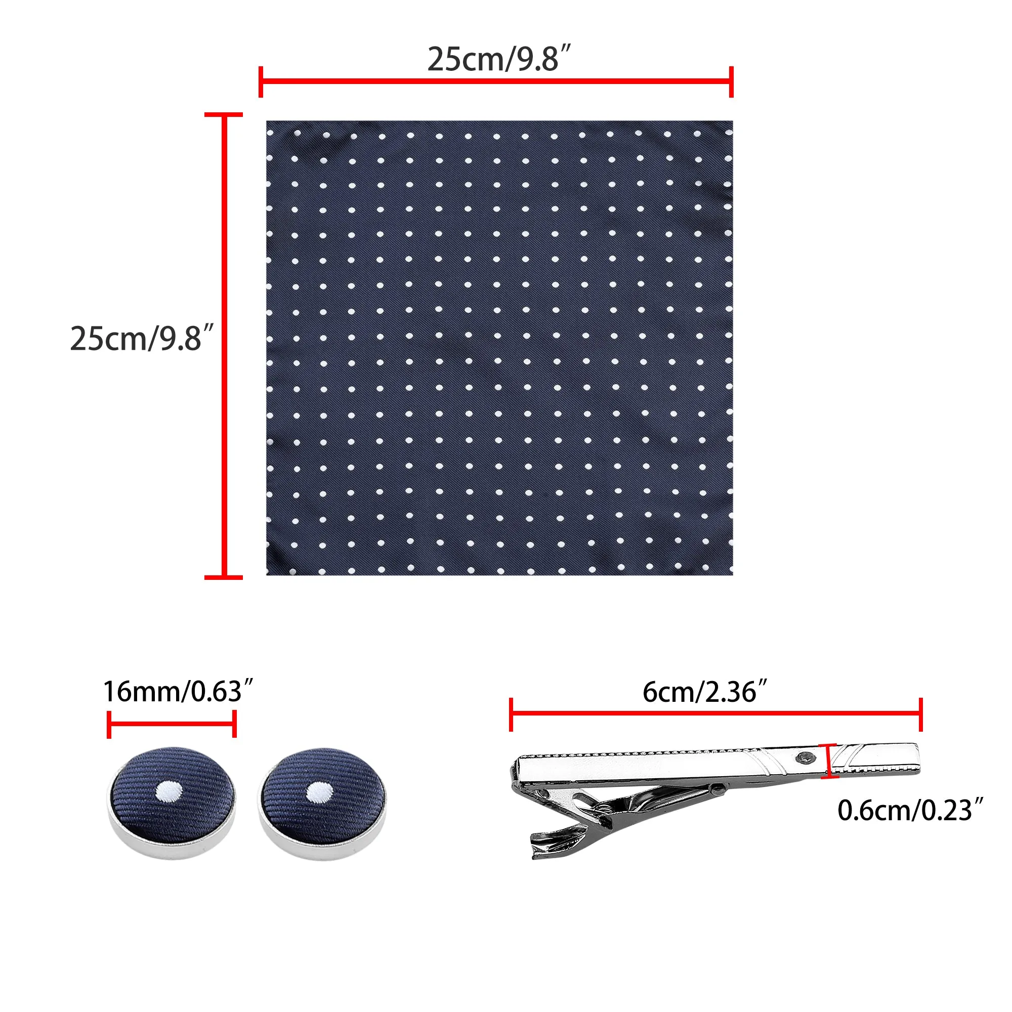 Polka Dot Self-tied Handkerchief Clip Cufflinks Business Necktie Sets sold by Allegra K product image thumbnail 3