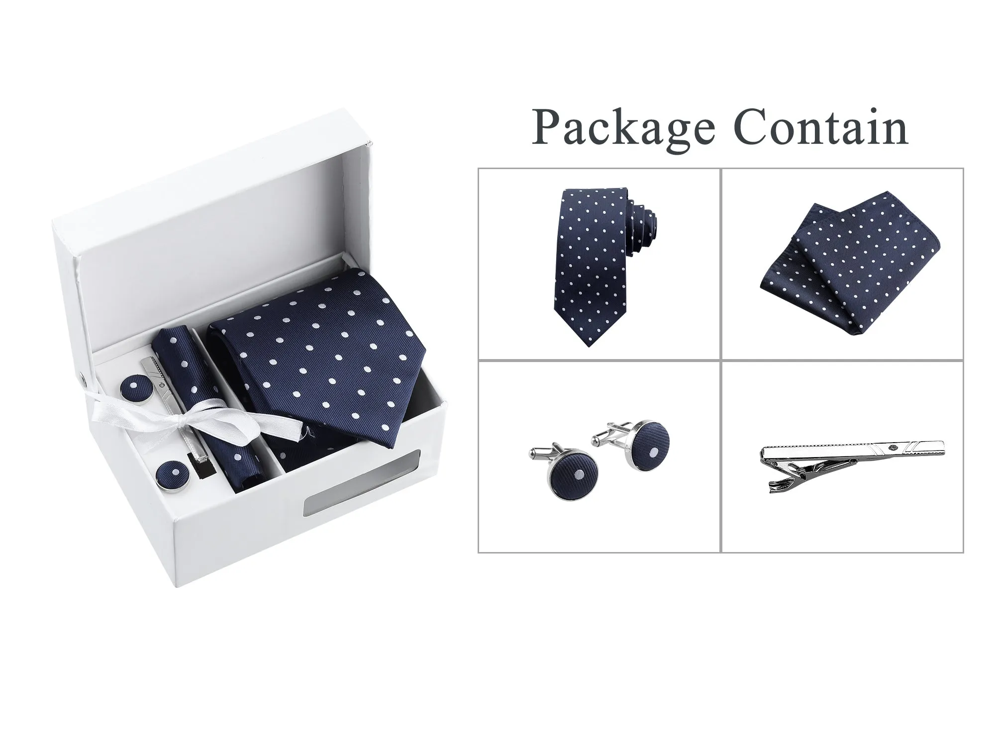 Polka Dot Self-tied Handkerchief Clip Cufflinks Business Necktie Sets sold by Allegra K product image thumbnail 5
