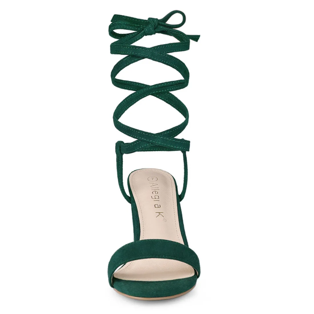 Faux Suede Lace Up Chunky Heel Slingback Sandals sold by Allegra K product image thumbnail 4