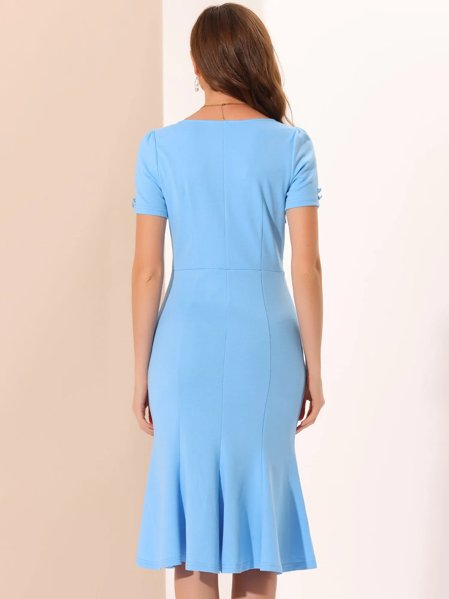 Vintage Work Cocktail Mermaid Sheath Fishtail Bodycon Midi Dress sold by Allegra K product image thumbnail 3