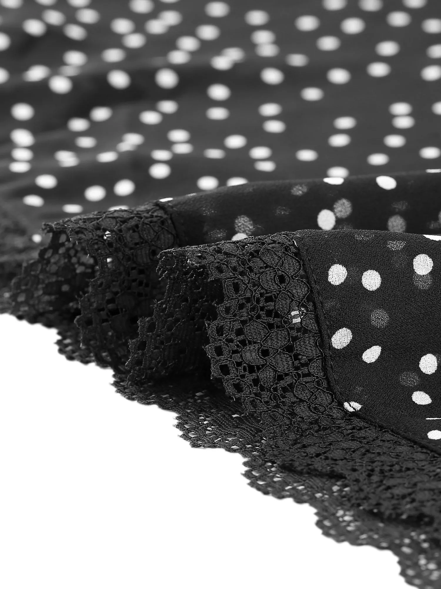 Polka Dot Lace Ruffle Neck Flutter Short Sleeve Midi Dress sold by Allegra K product image thumbnail 5