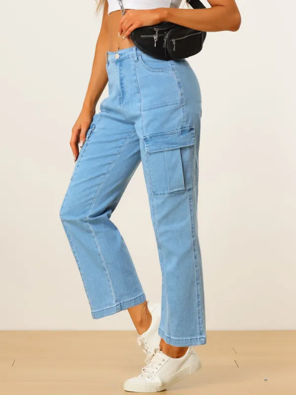 Women's High Waist Denim Trouser Casual Distressed Denim Pants Jeans sold by Allegra K