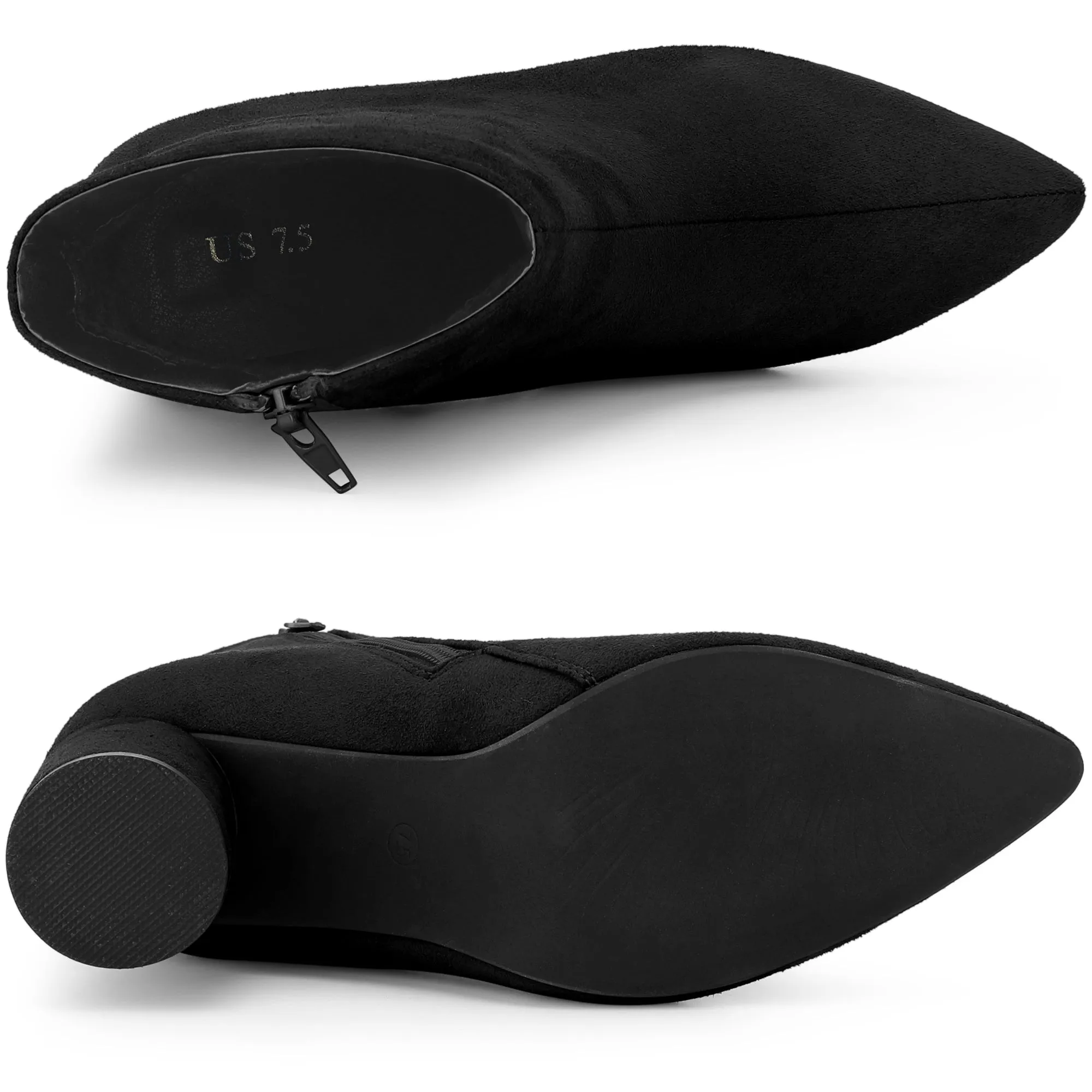 Women's Pointed Toe Side Zip Block Heel Ankle Boots sold by Allegra K product image thumbnail 4