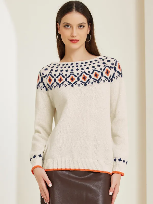 Long Sleeve Crew Neck Vintage Knitwear Pullover Sweater sold by Allegra K