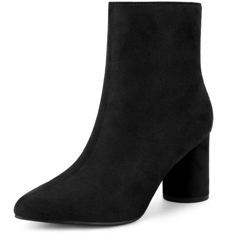 Women's Pointed Toe Side Zip Block Heel Ankle Boots sold by Allegra K