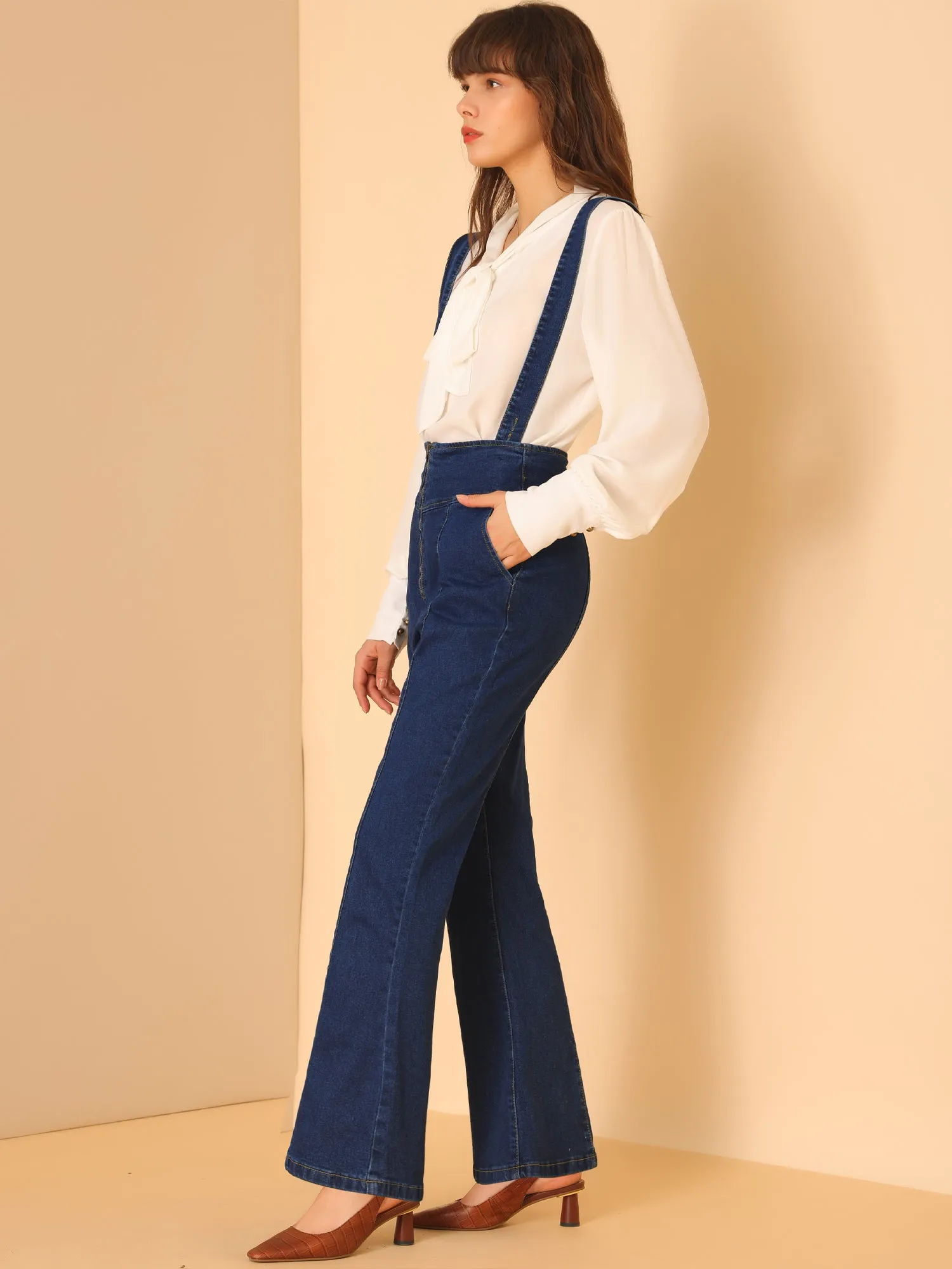 Bell Bottoms Overalls Long Vintage Flare Jeans Denim Pants sold by Allegra K product image thumbnail 4