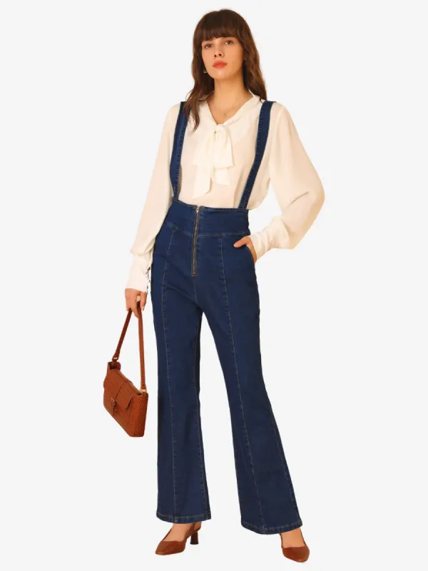 Bell Bottoms Overalls Long Vintage Flare Jeans Denim Pants sold by Allegra K