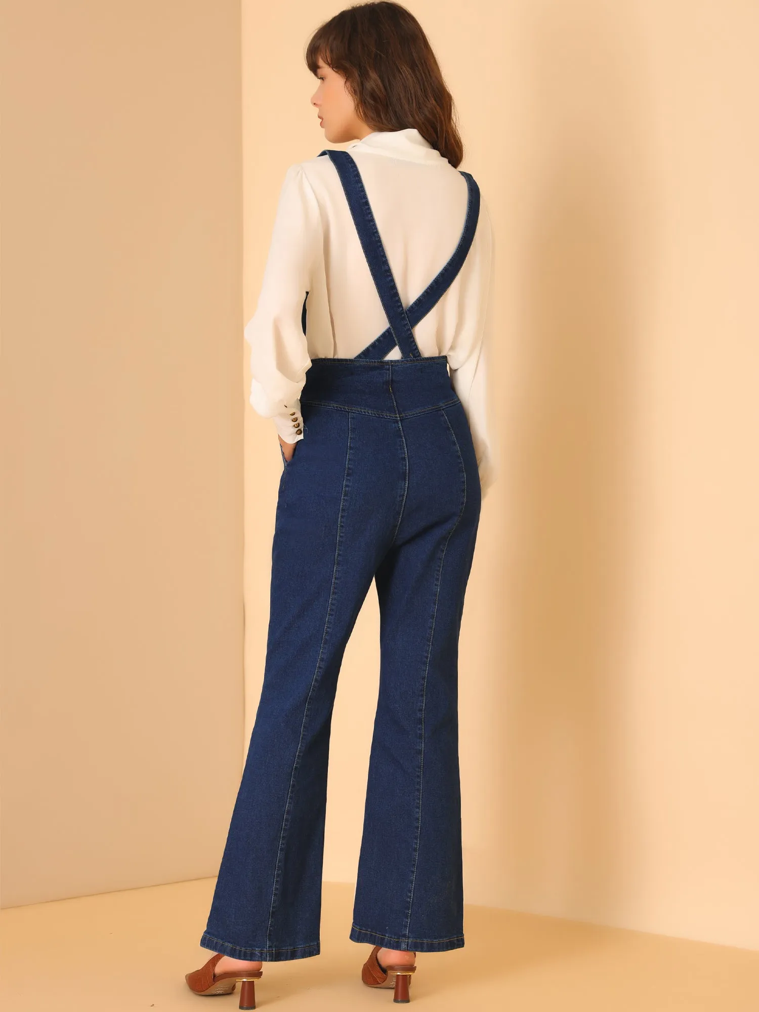 Bell Bottoms Overalls Long Vintage Flare Jeans Denim Pants sold by Allegra K product image thumbnail 5