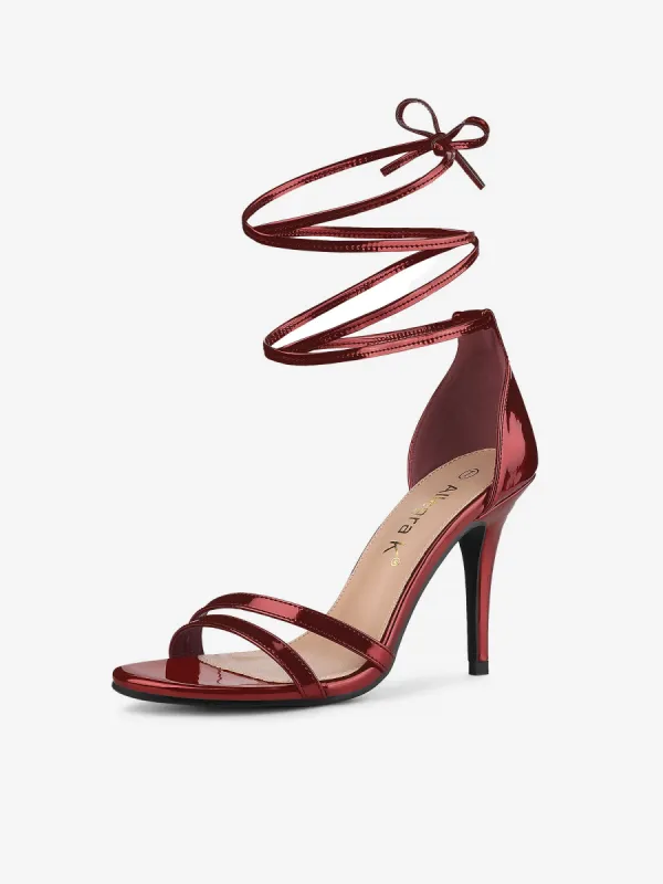 Open Toe Lace Up Stiletto Heel Sandals sold by Allegra K