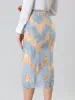 Contrast Color Eyelashes Hem Split Pencil Lace Midi Skirt sold by Allegra K