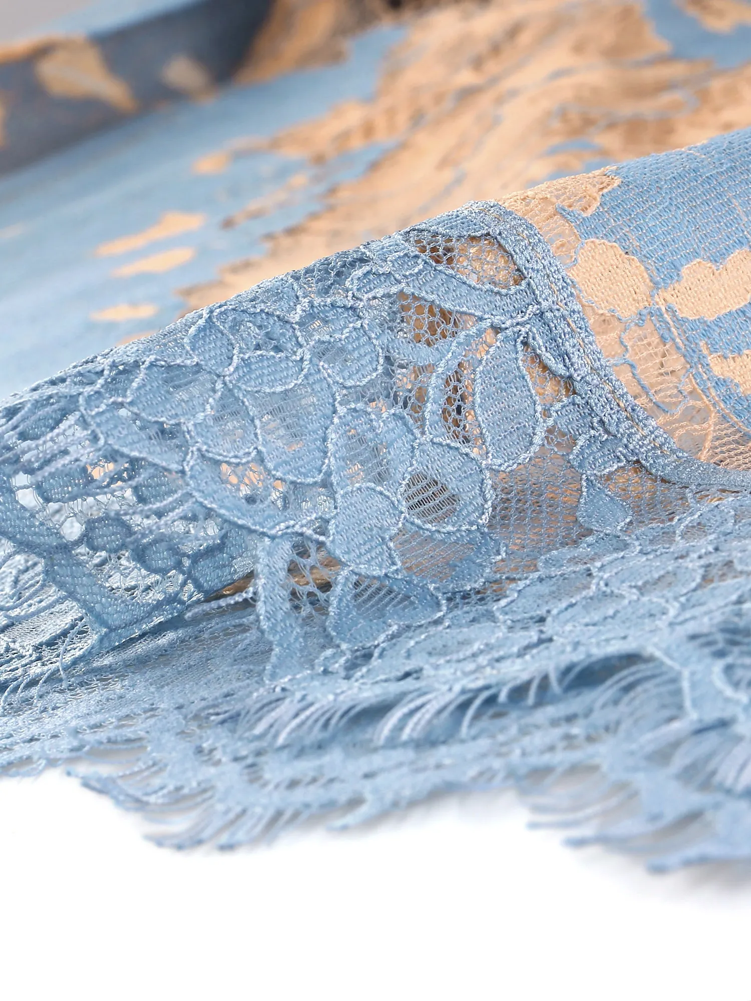 Contrast Color Eyelashes Hem Split Pencil Lace Midi Skirt sold by Allegra K product image thumbnail 5