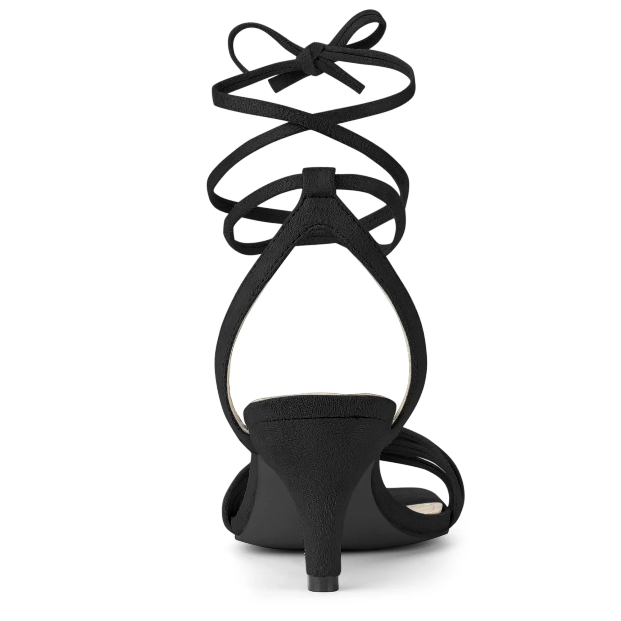 Open Toe Lace Up Suede Kitten Heel Sandals sold by Allegra K product image thumbnail 5