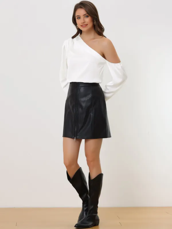 Off Shoulder Lantern Long Sleeve Elegant Office Work Blouse sold by Allegra K