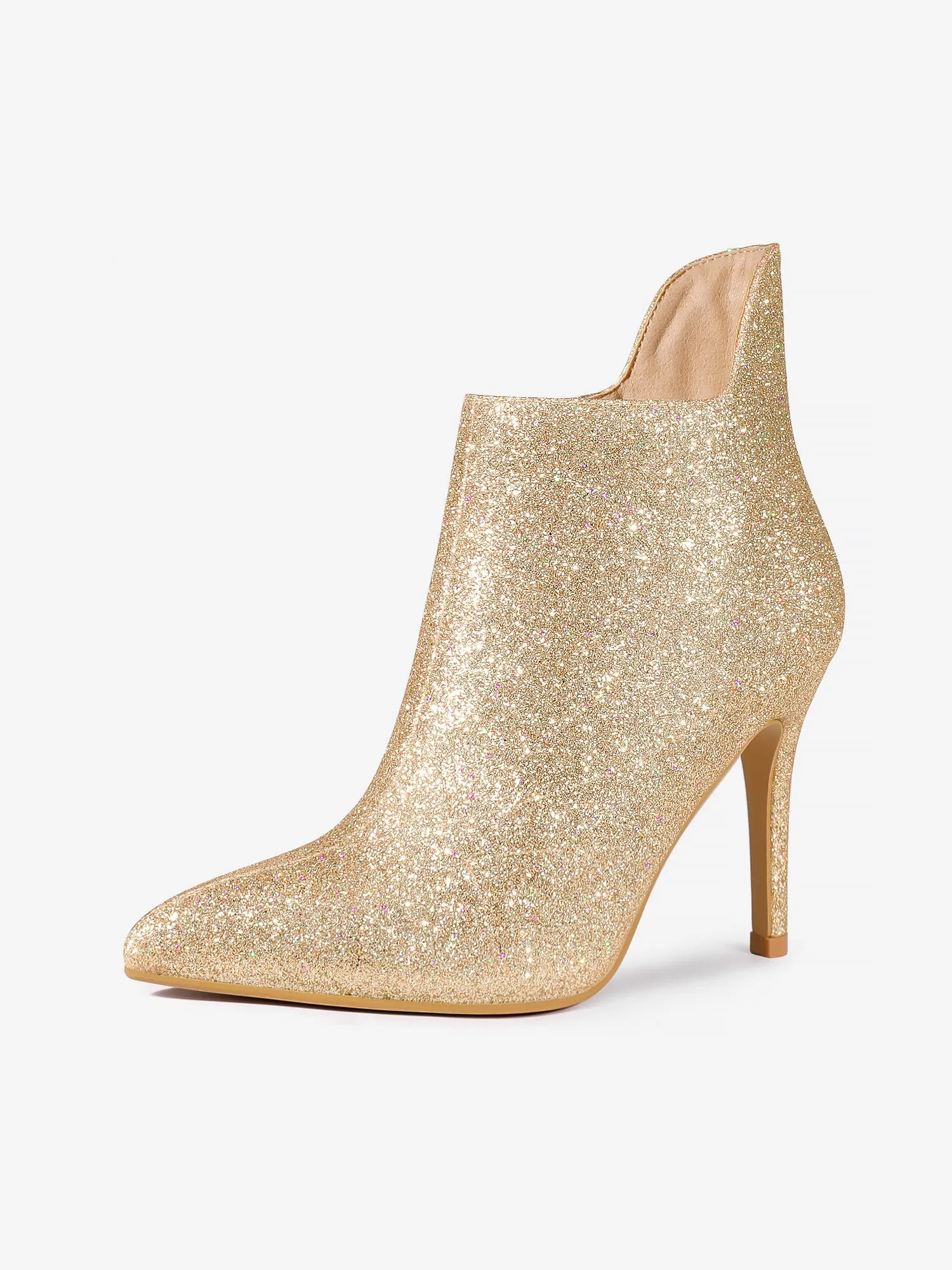 Women's Glitter Pointed Toe Stiletto Heel Cutout Ankle Boots sold by Allegra K