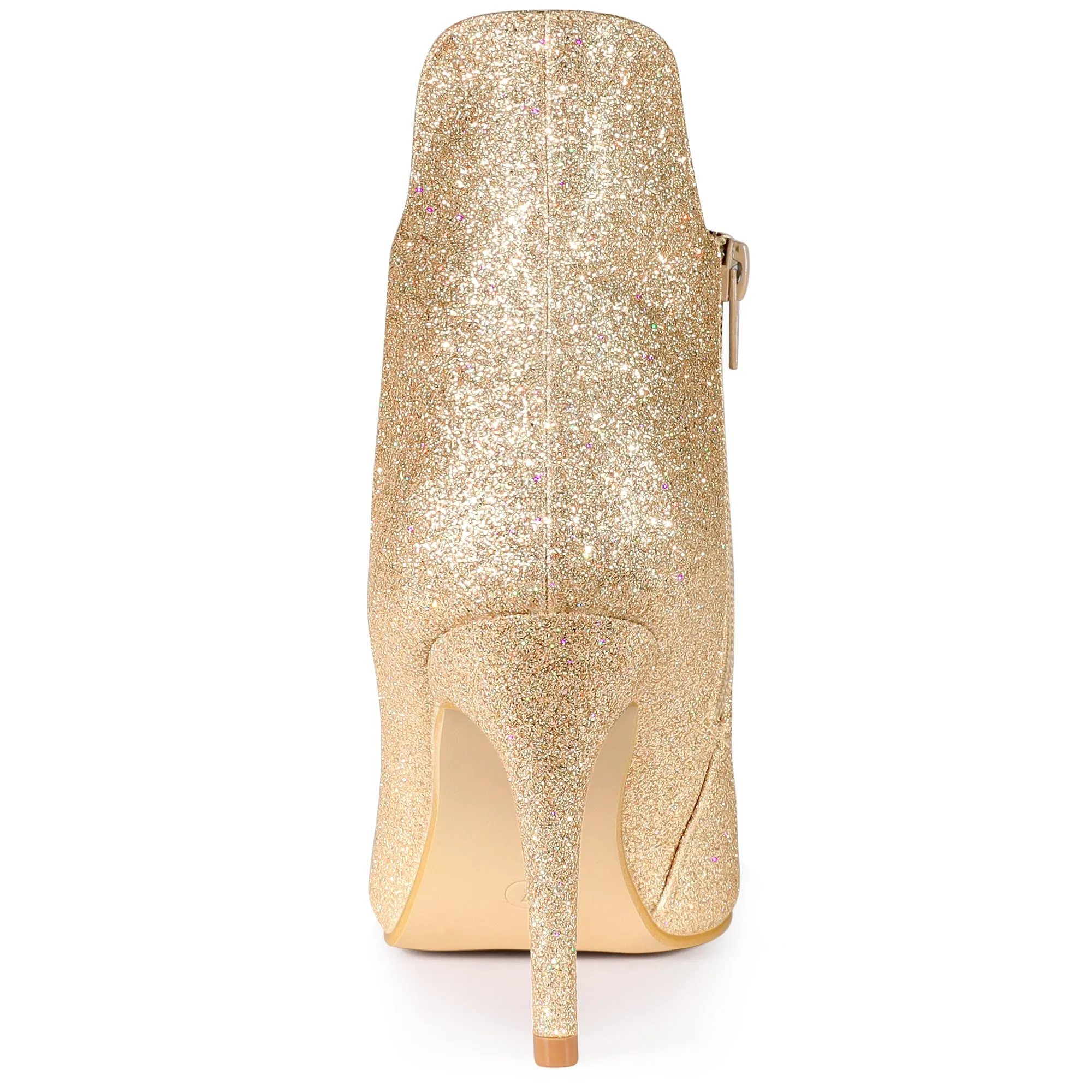 Women's Glitter Pointed Toe Stiletto Heel Cutout Ankle Boots sold by Allegra K product image thumbnail 5