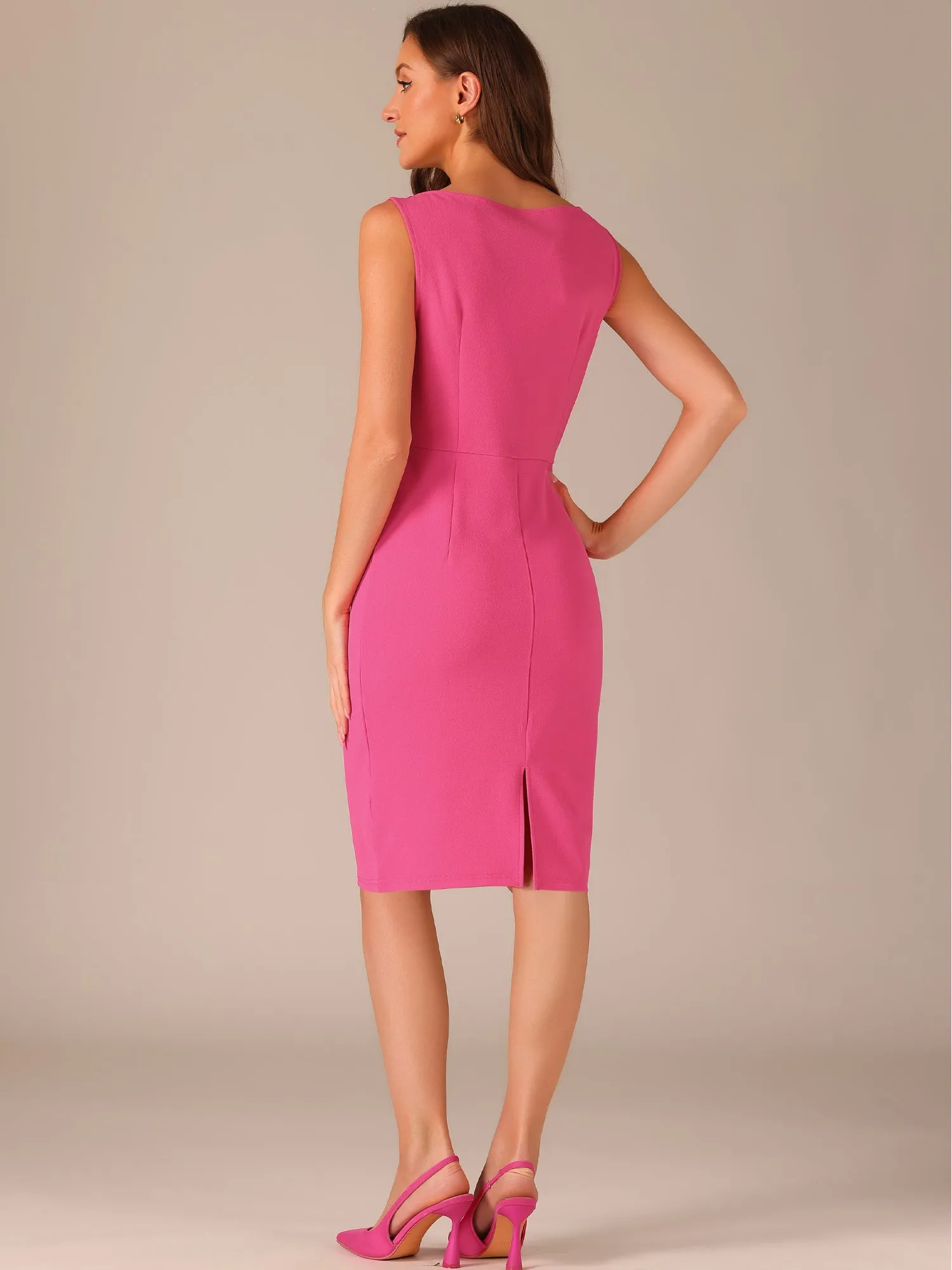 Scoop Neck Sleeveless Bow Midi Sheath Dress sold by Allegra K product image thumbnail 3