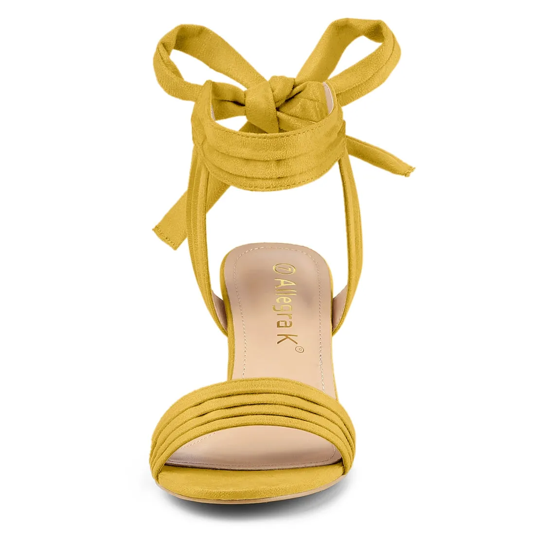 Faux Suede Open Toe Ankle Tie Back Block Heel Sandals sold by Allegra K product image thumbnail 3