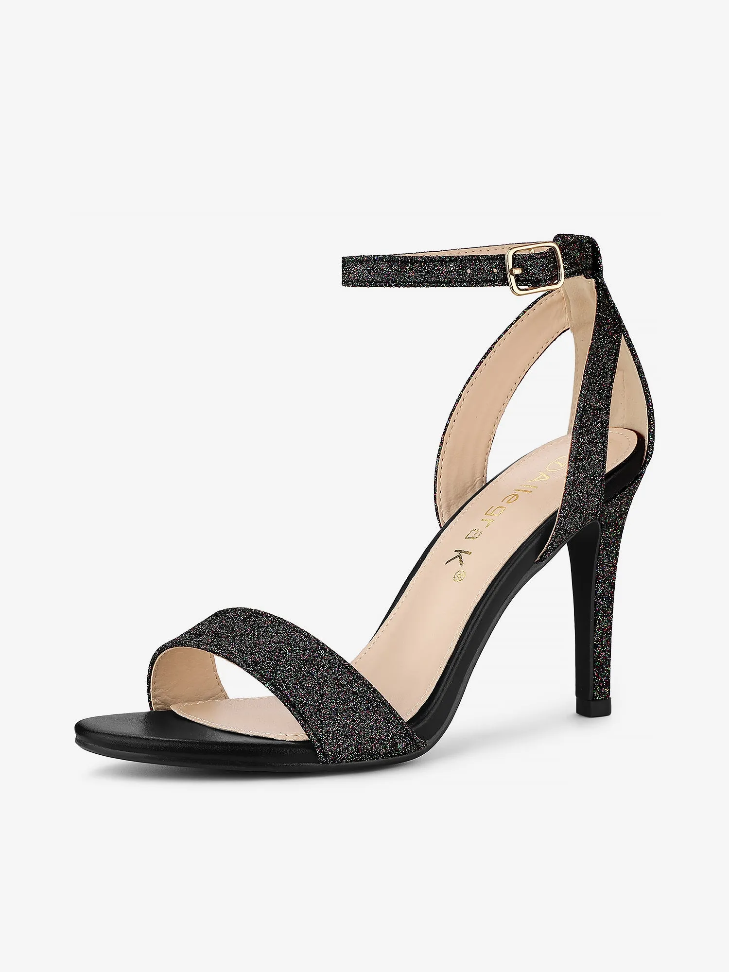 Glitter Ankle Strap Stiletto High Heel Sandals sold by Allegra K