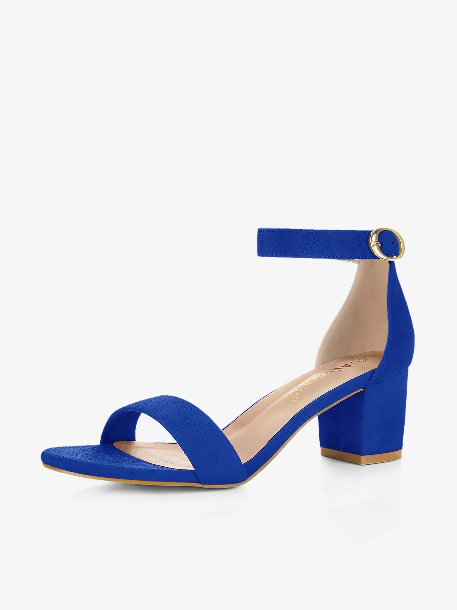 Faux Suede Open Toe Mid Block Heel Ankle Strap Sandals sold by Allegra K