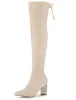 Chunky Heel Bling Rhinestone Over the Knee High Boots sold by Allegra K