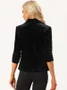 Lapel Collar Velvet Solid Office Work Open Front Blazer sold by Allegra K