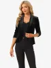 Lapel Collar Velvet Solid Office Work Open Front Blazer sold by Allegra K