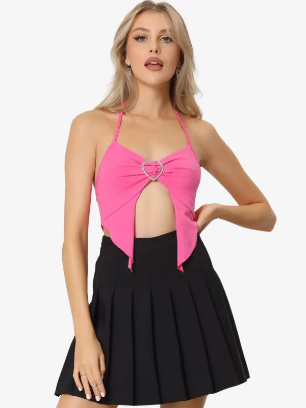Halter Backless Butterfly Y2K Party Crop Cami Top sold by Allegra K