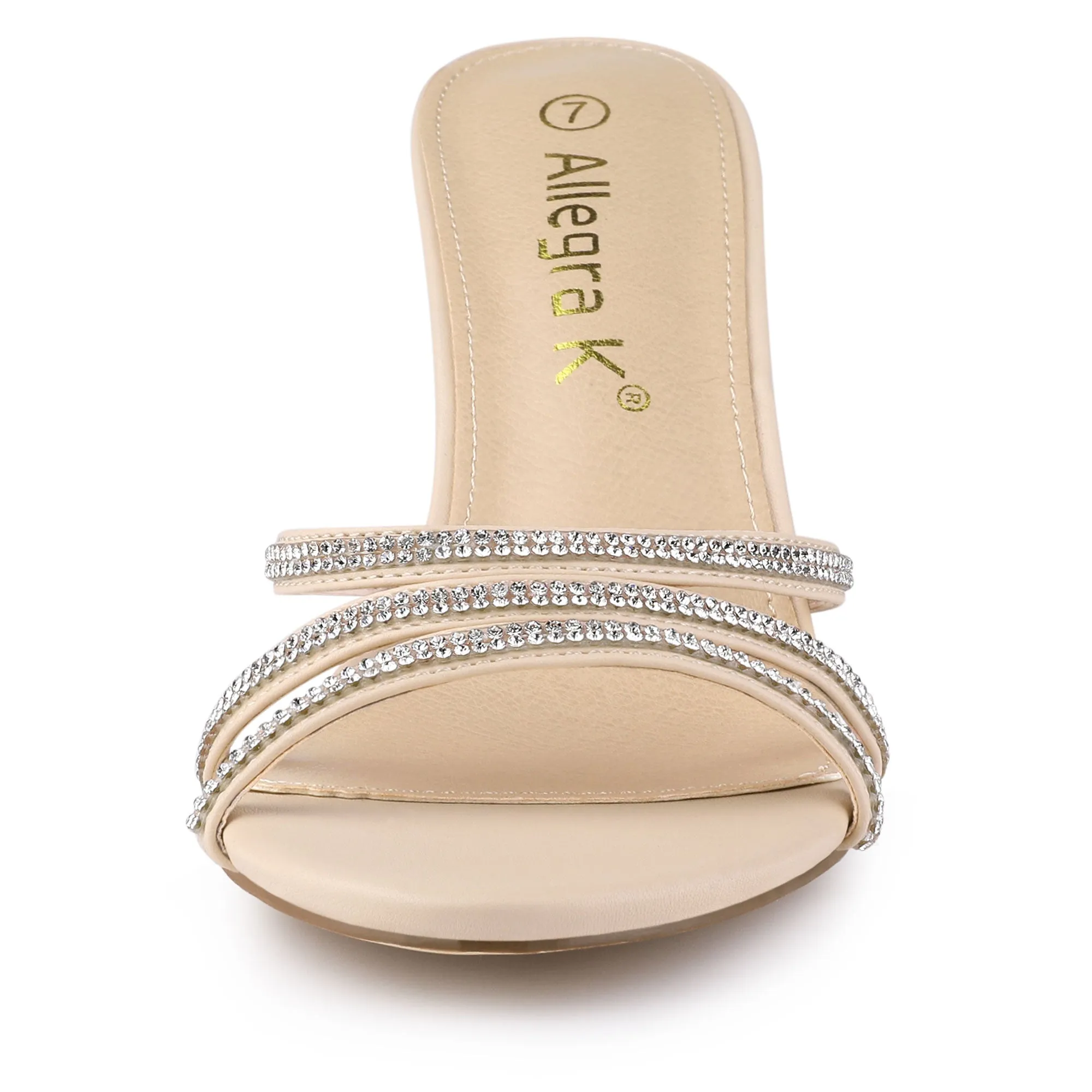 PU Leather Rhinestone Decor Strappy Mid Heel Mules sold by Allegra K product image thumbnail 3