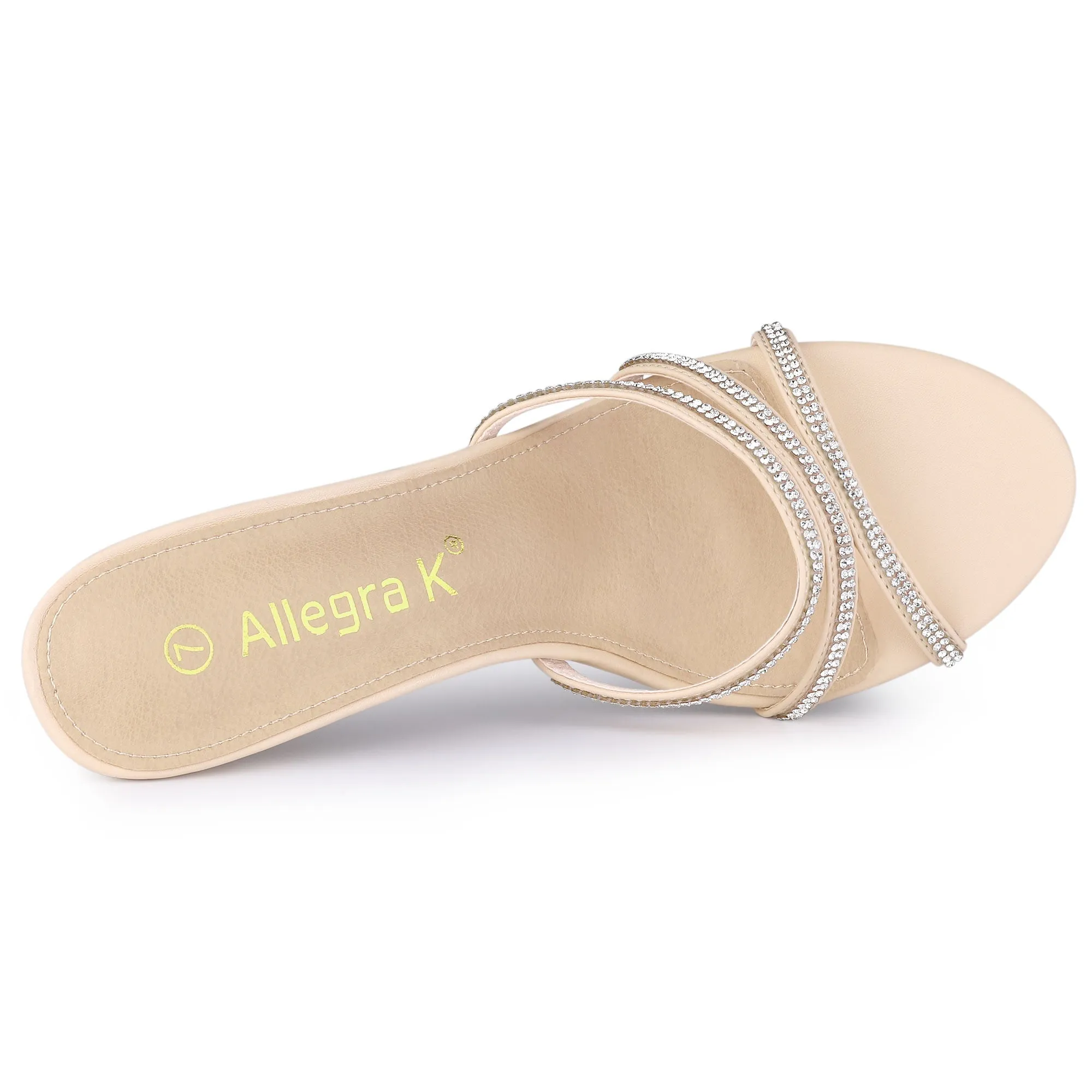 PU Leather Rhinestone Decor Strappy Mid Heel Mules sold by Allegra K product image thumbnail 5