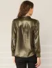 Sparkly Metallic Long Sleeve Glitter Tie Neck Blouse Top sold by Allegra K