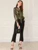 Sparkly Metallic Long Sleeve Glitter Tie Neck Blouse Top sold by Allegra K