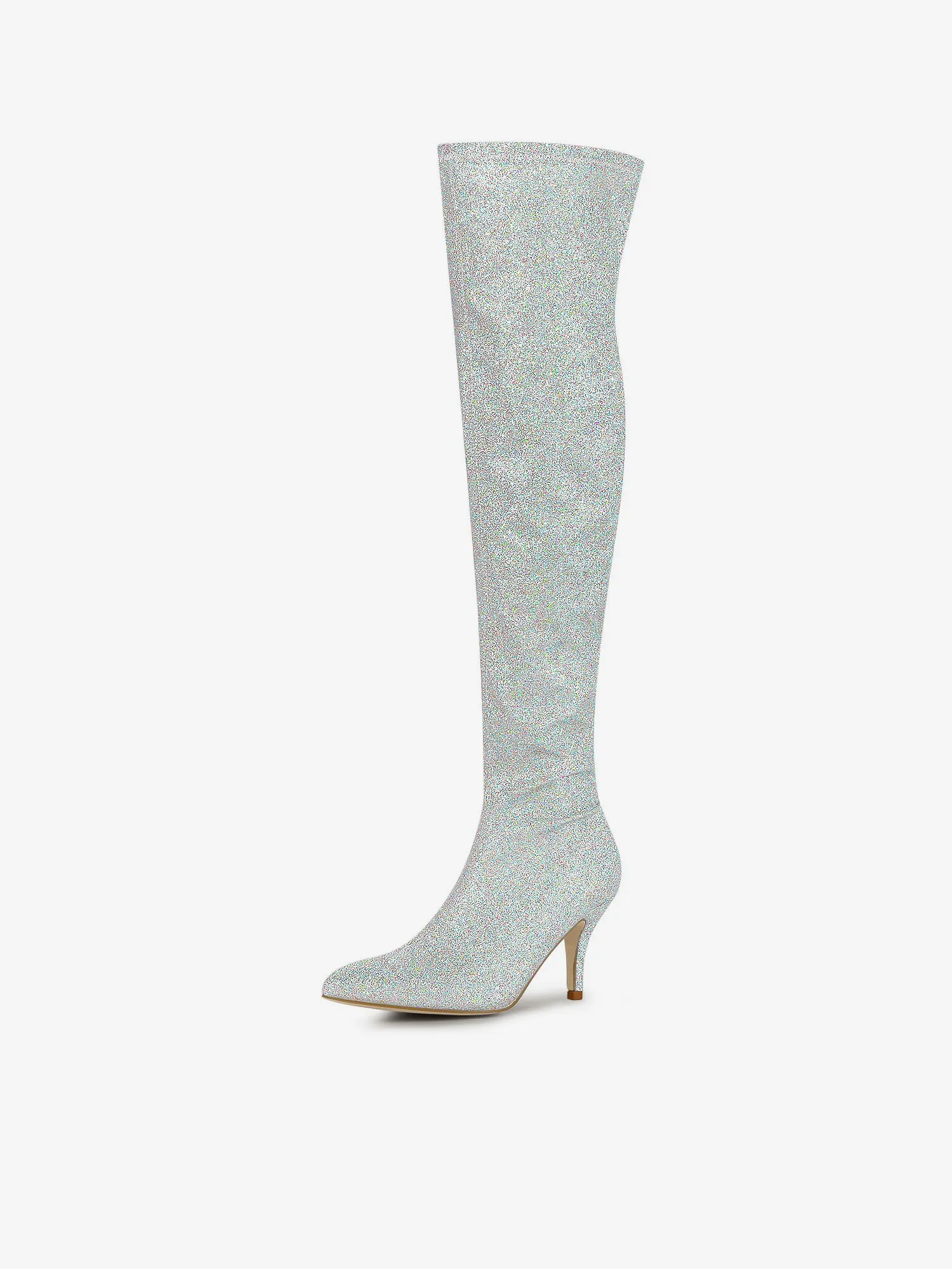 Glitter Pointed Toe Stiletto Heel Over the Knee High Boots sold by Allegra K