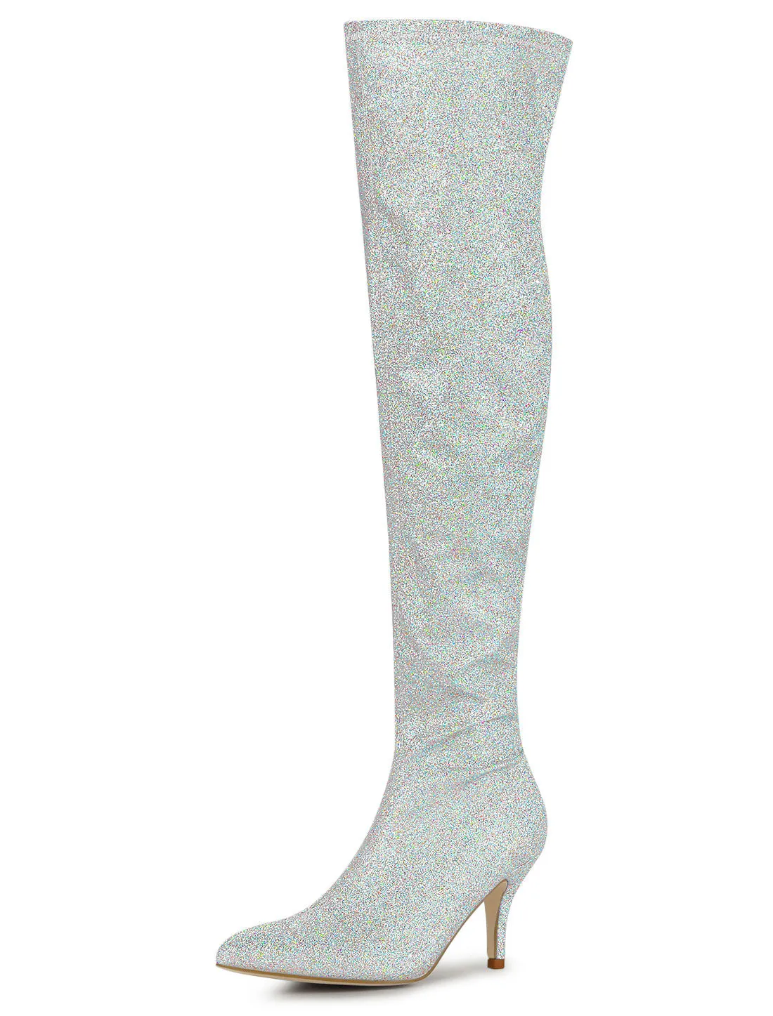 Glitter Pointed Toe Stiletto Heel Over the Knee High Boots sold by Allegra K product image thumbnail 2