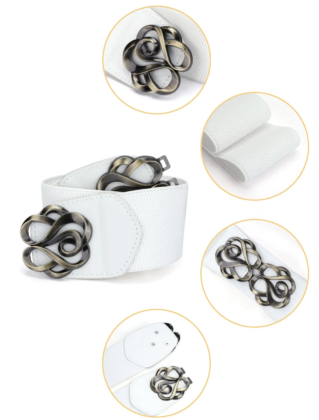 Lady Metal Interlocking Buckle Stretchy Wasitband Cinch Dress Belt sold by Allegra K product image thumbnail 2