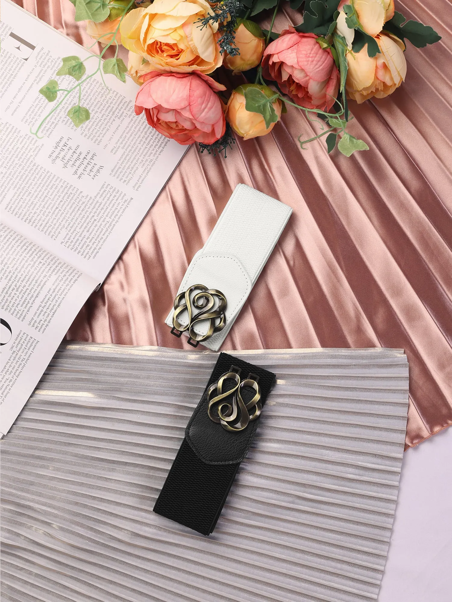 Lady Metal Interlocking Buckle Stretchy Wasitband Cinch Dress Belt sold by Allegra K product image thumbnail 5