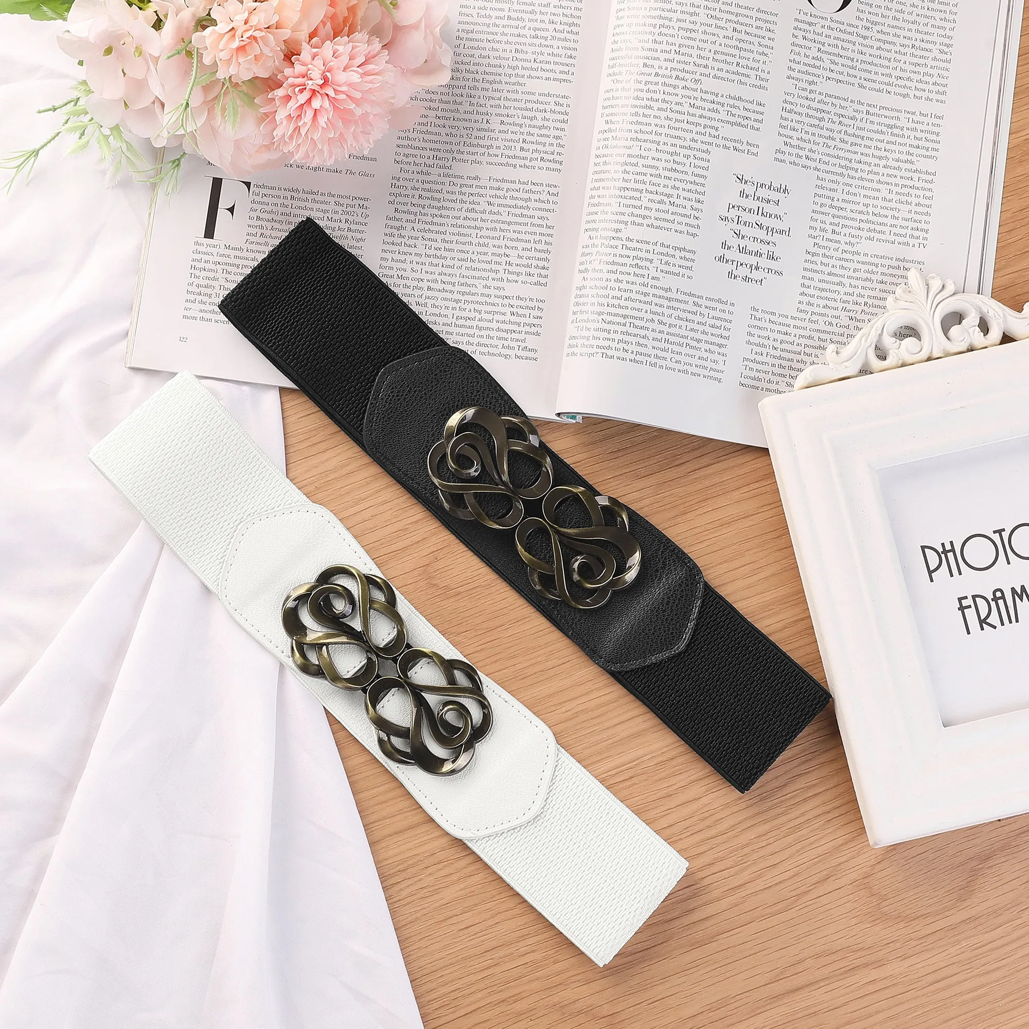 Lady Metal Interlocking Buckle Stretchy Wasitband Cinch Dress Belt sold by Allegra K product image thumbnail 4