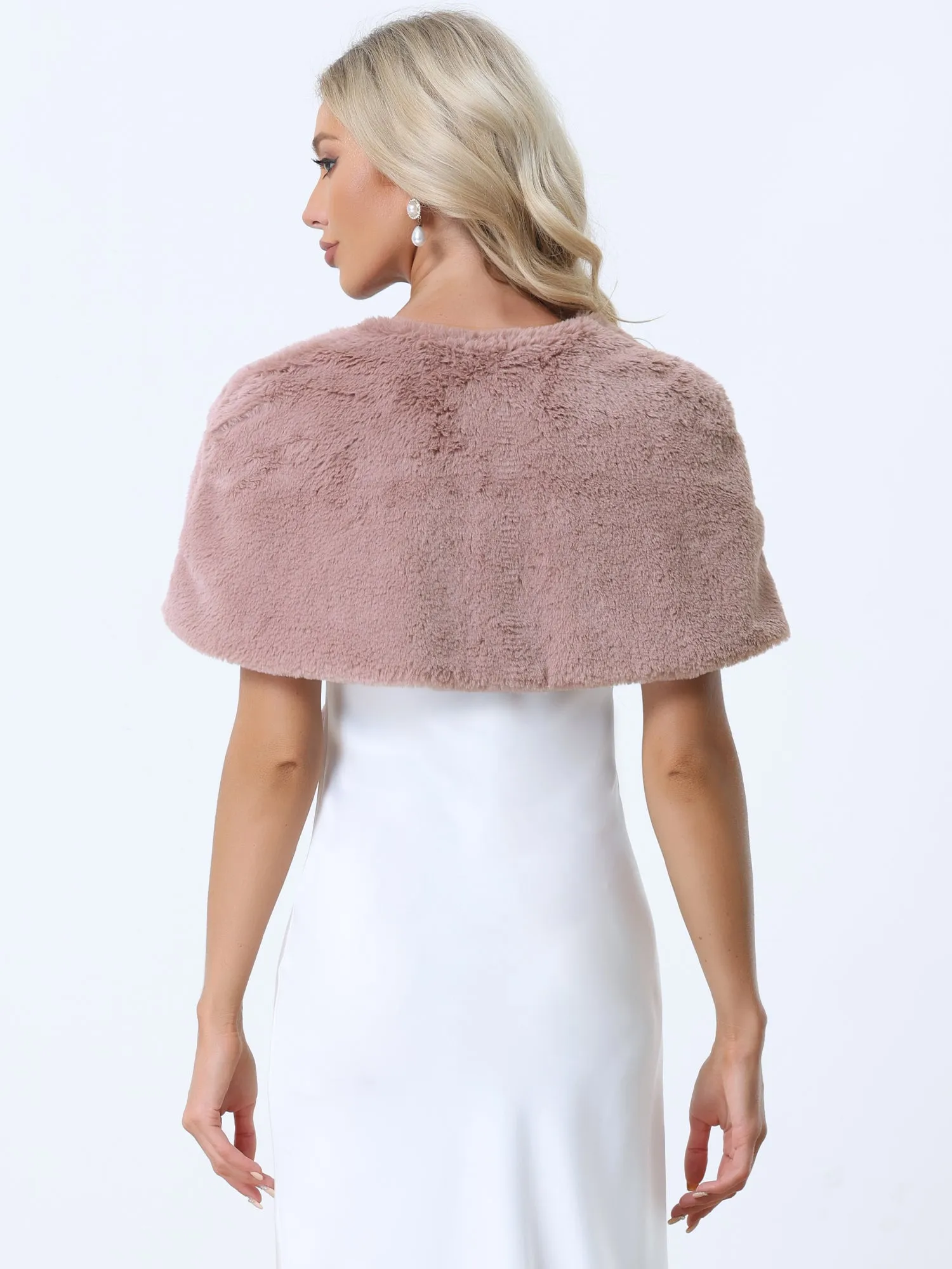 Faux Fur Shawl Winter 1920s Stole Bridal Wedding Wraps sold by Allegra K product image thumbnail 4