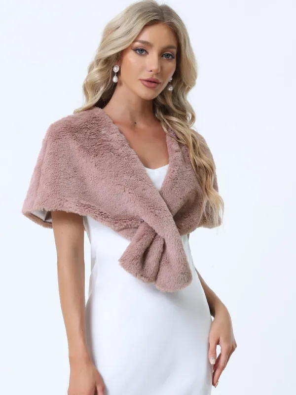 Faux Fur Shawl Winter 1920s Stole Bridal Wedding Wraps sold by Allegra K