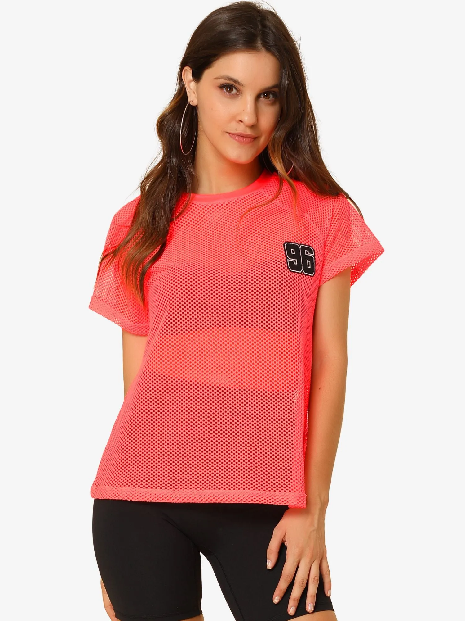 Mesh T-Shirt Fishnet Cover Up Raglan Sleeve Party Club Sheer Top sold by Allegra K product image thumbnail 5