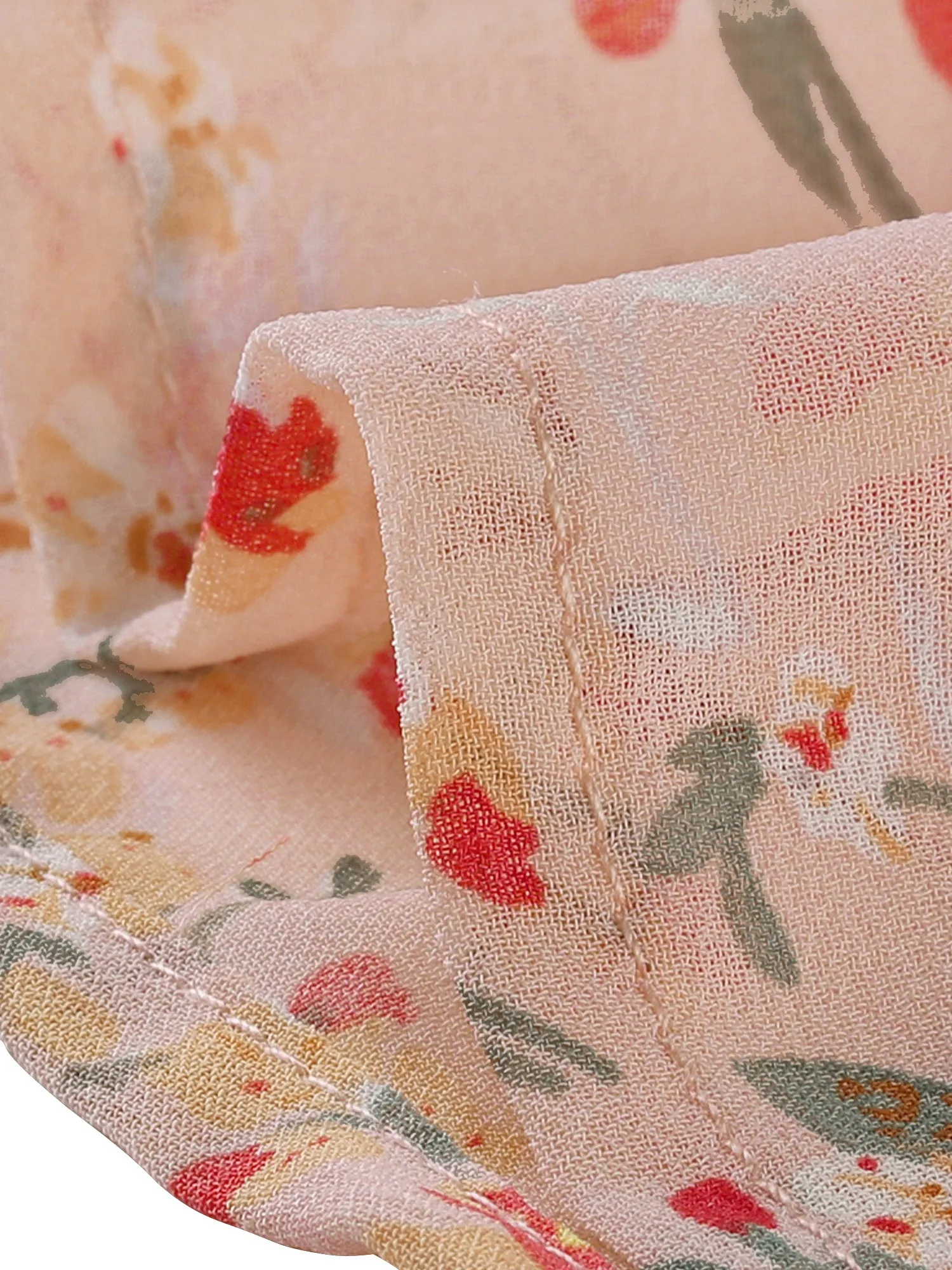 Short Sleeve Button Front Ruffle Collar Floral Chiffon Blouse sold by Allegra K product image thumbnail 5