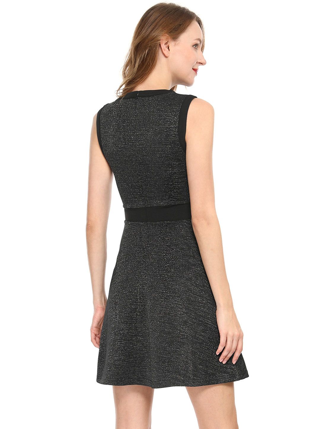 Women's A-Line Cocktail Party Metallic Skater Dresses Keyhole Neck sold by Allegra K product image thumbnail 5