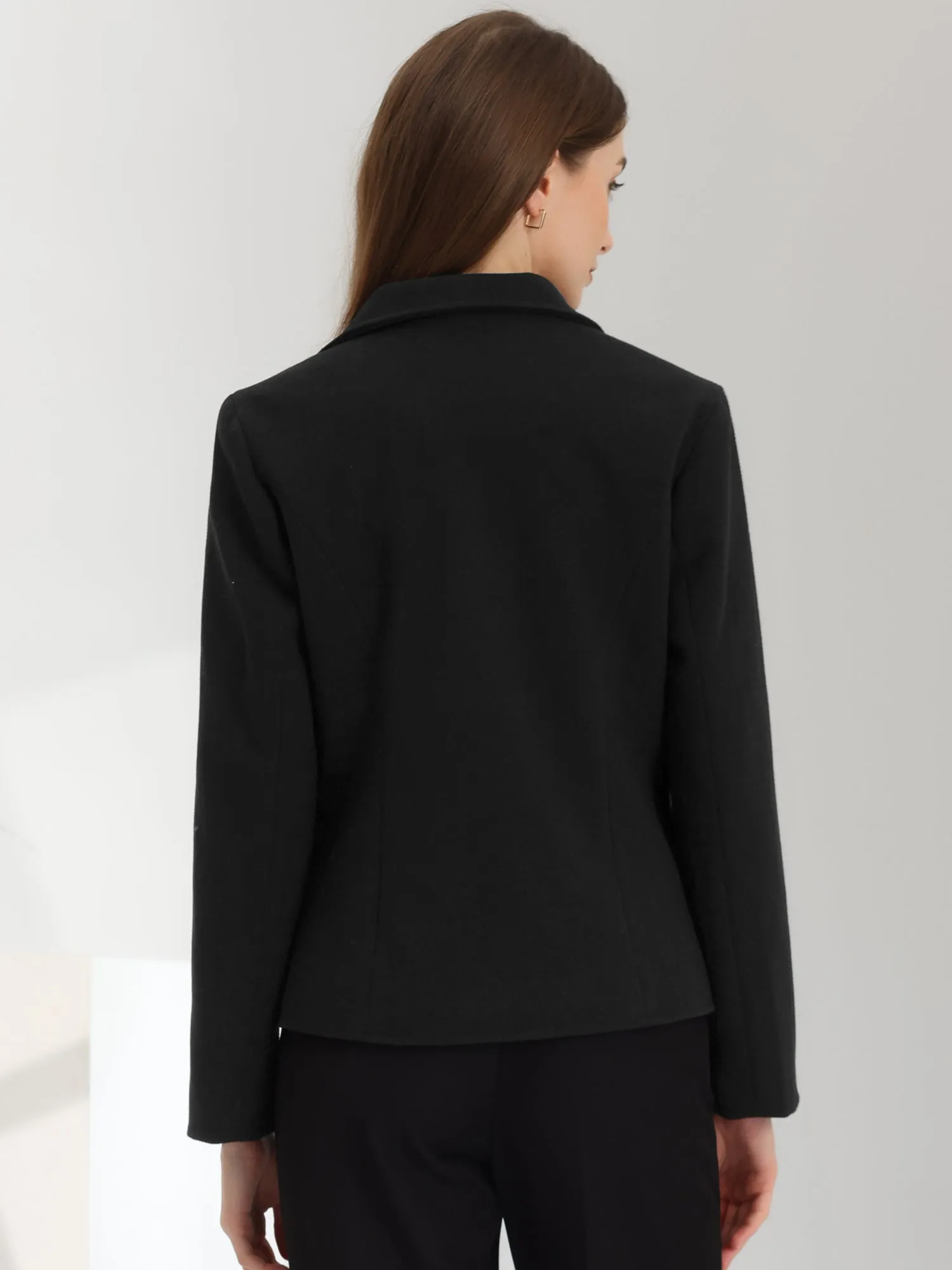 Office Blazer Notched Lapel Long Sleeve Work Crop Coat sold by Allegra K product image thumbnail 2