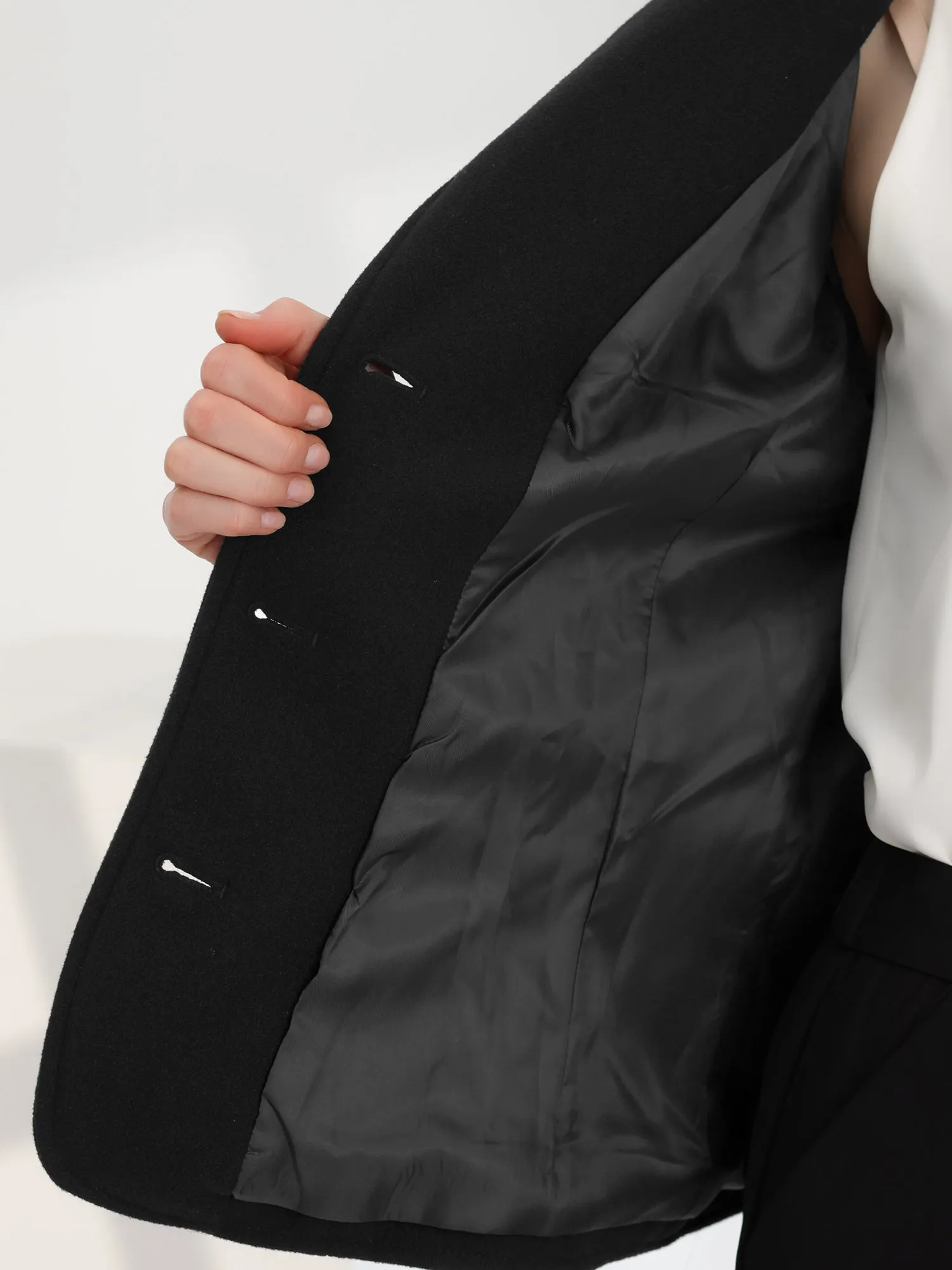 Office Blazer Notched Lapel Long Sleeve Work Crop Coat sold by Allegra K product image thumbnail 4