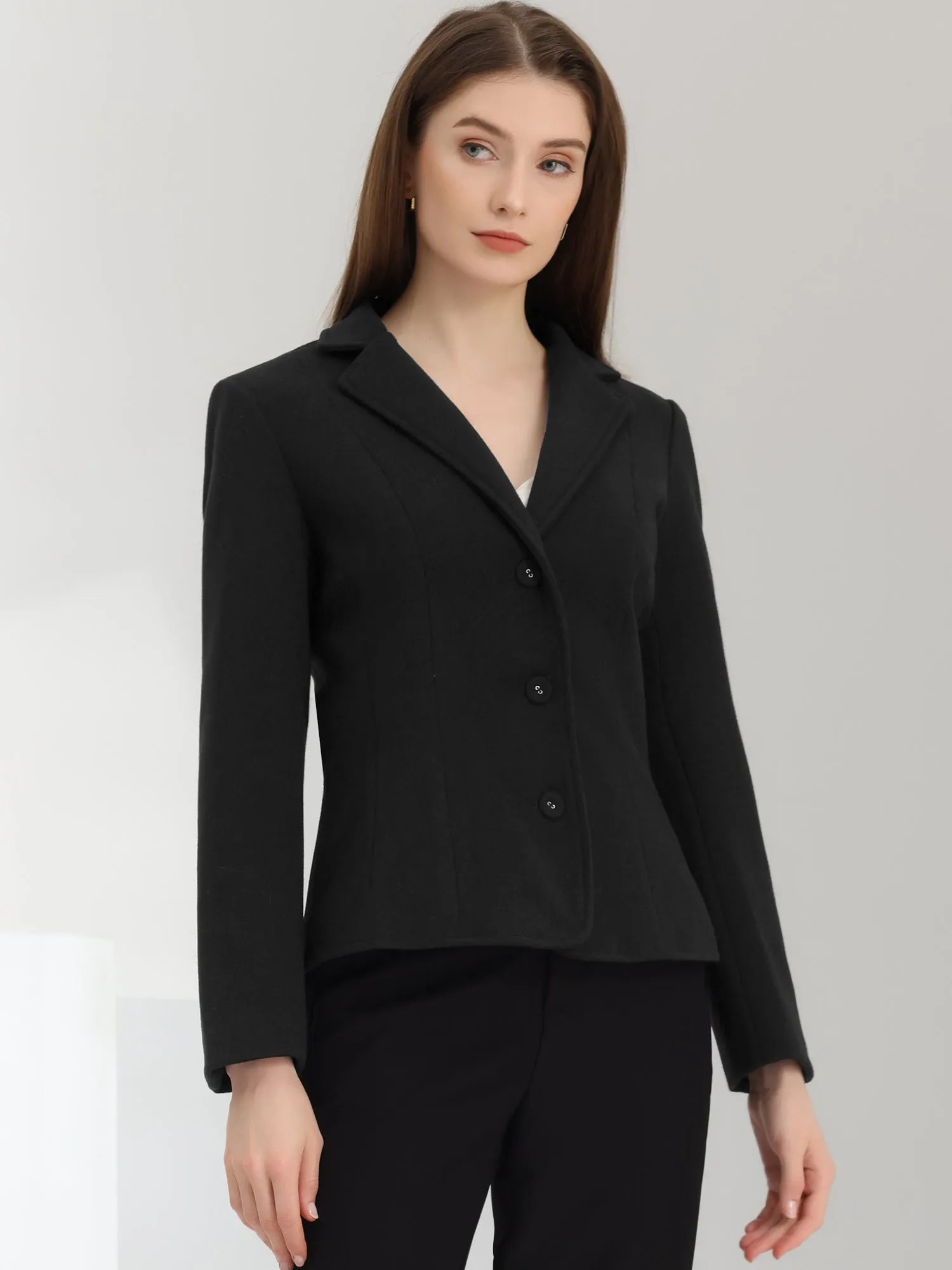 Office Blazer Notched Lapel Long Sleeve Work Crop Coat sold by Allegra K product image thumbnail 3