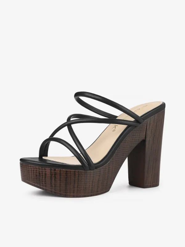 Women's Chunky Heel Strappy Platform Heels Slide Sandals sold by Allegra K