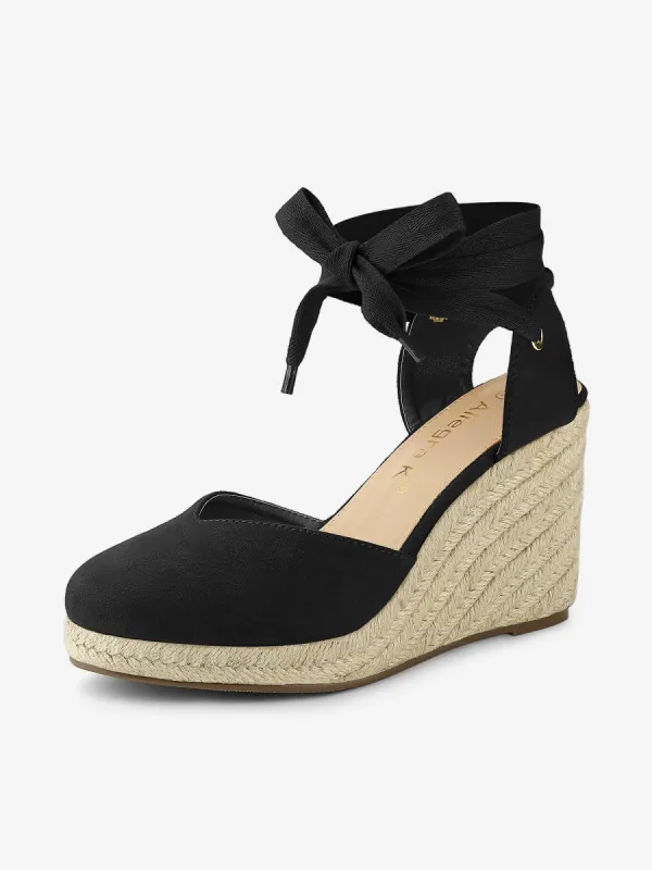Closed Toe Espadrilles Wedges Tie Up Wedge Sandals sold by Allegra K