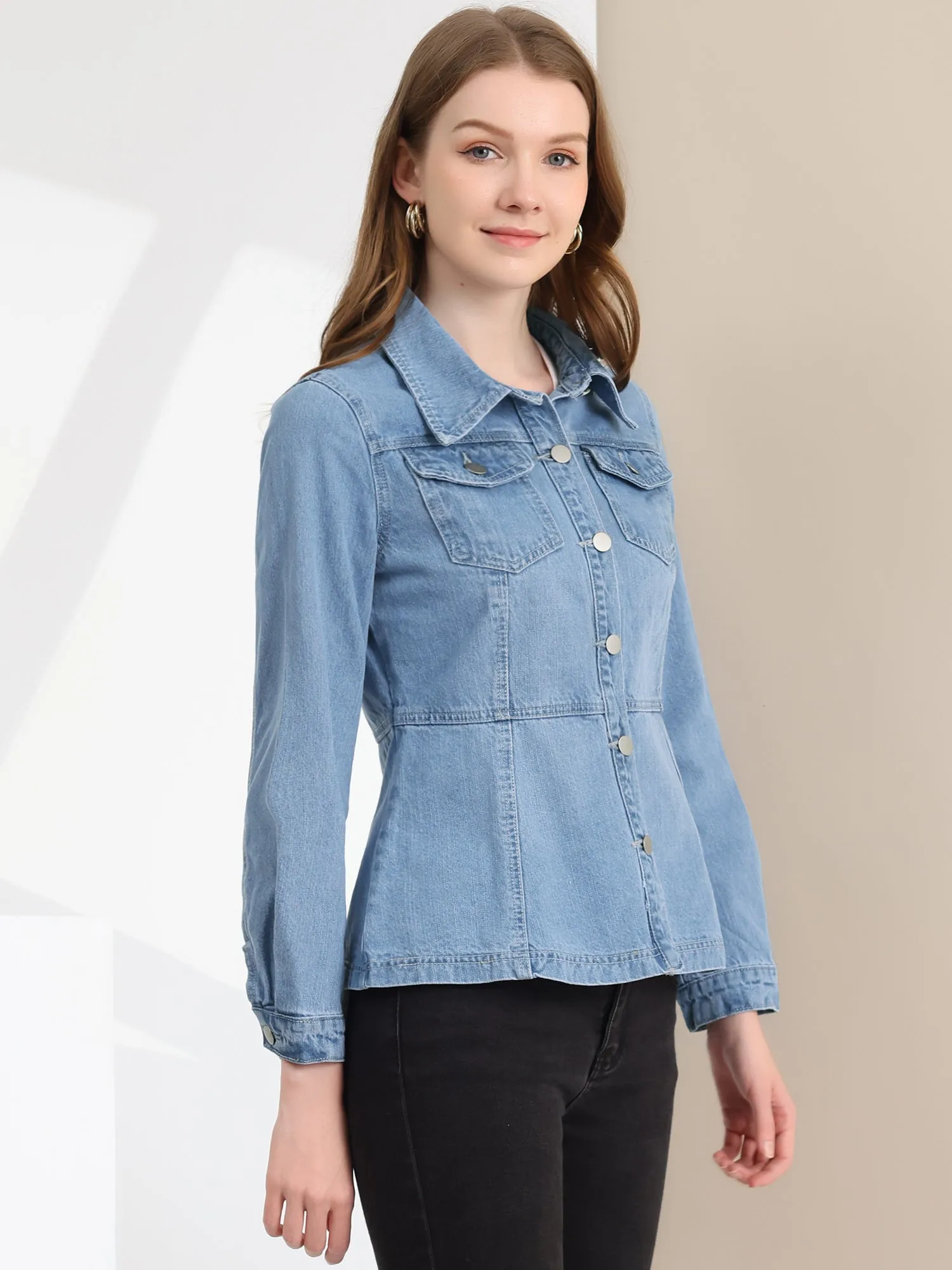 Vintage Long Sleeve Washed Button Down Denim Jacket sold by Allegra K product image thumbnail 4
